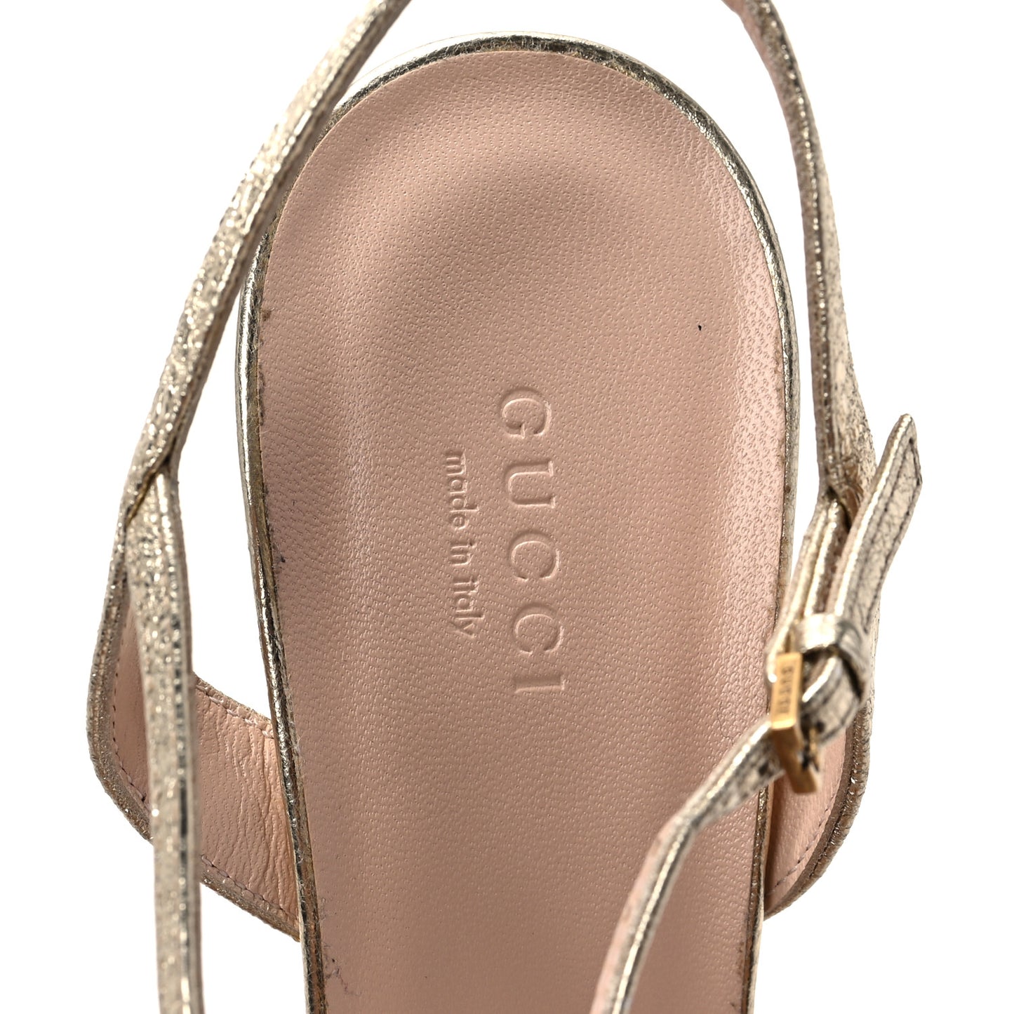 Galassia GG Marmont Ankle Wrap 75mm Sandals 40.5 Platino