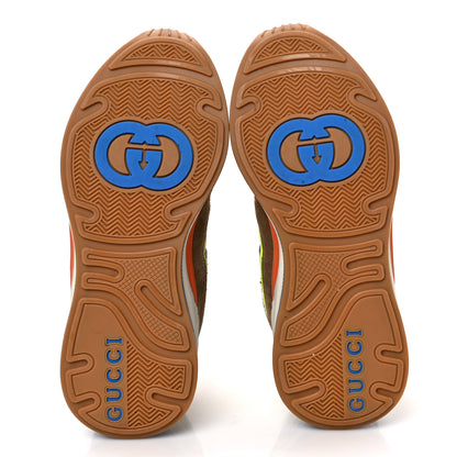 Gucci Suede Calfskin Tejus Printed Mens Ultrapace Sneakers 5.5 Natural Ardesia Neon Yellow 5 of 7