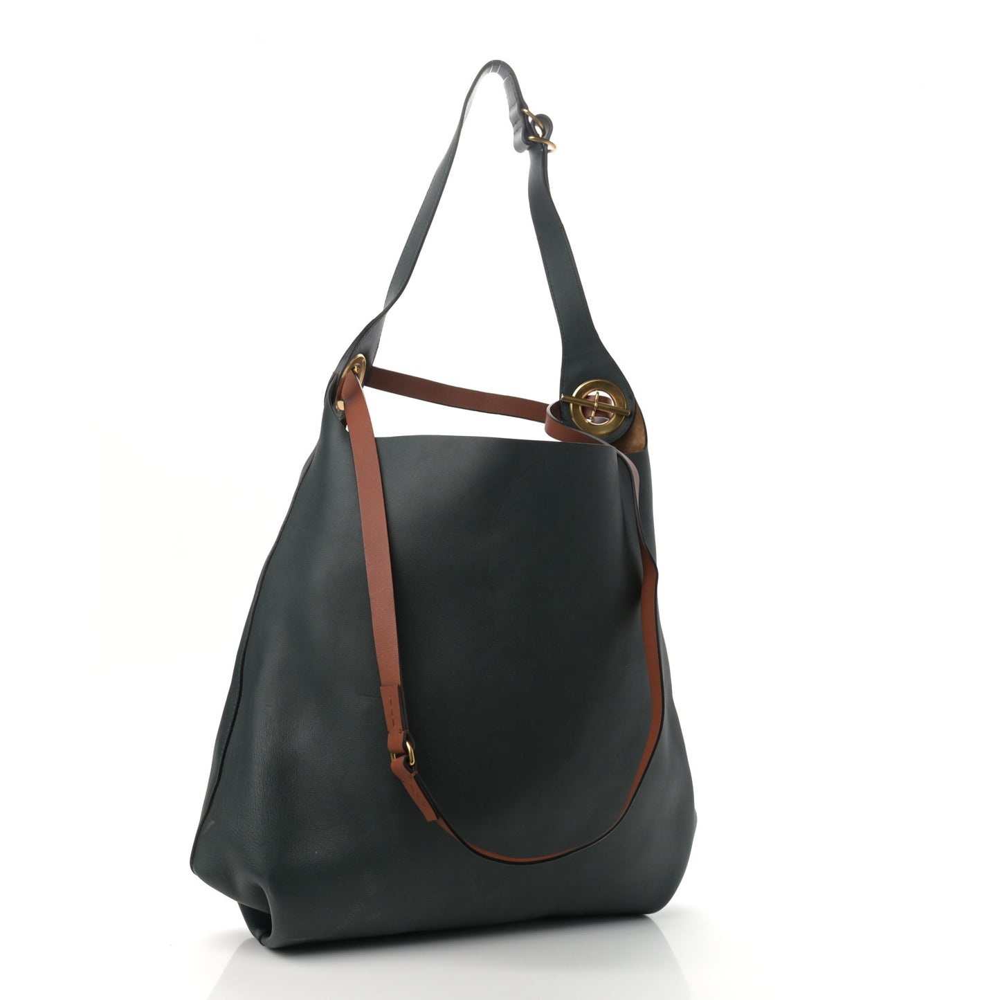 Calfskin Medium Grommet Hobo Dark Emerald