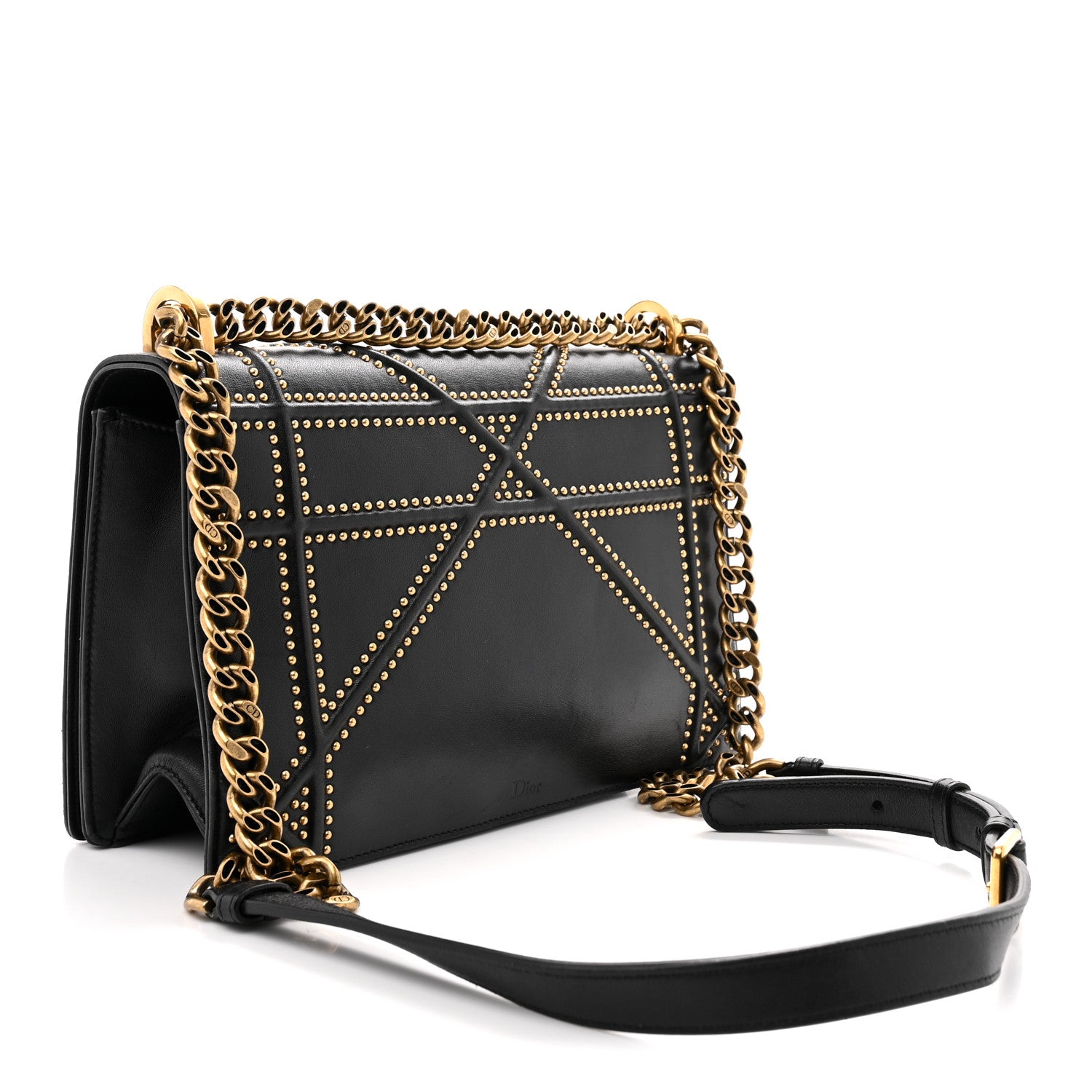 Christian Dior Lambskin Studded Medium Diorama Flap Bag Black 3 of 14