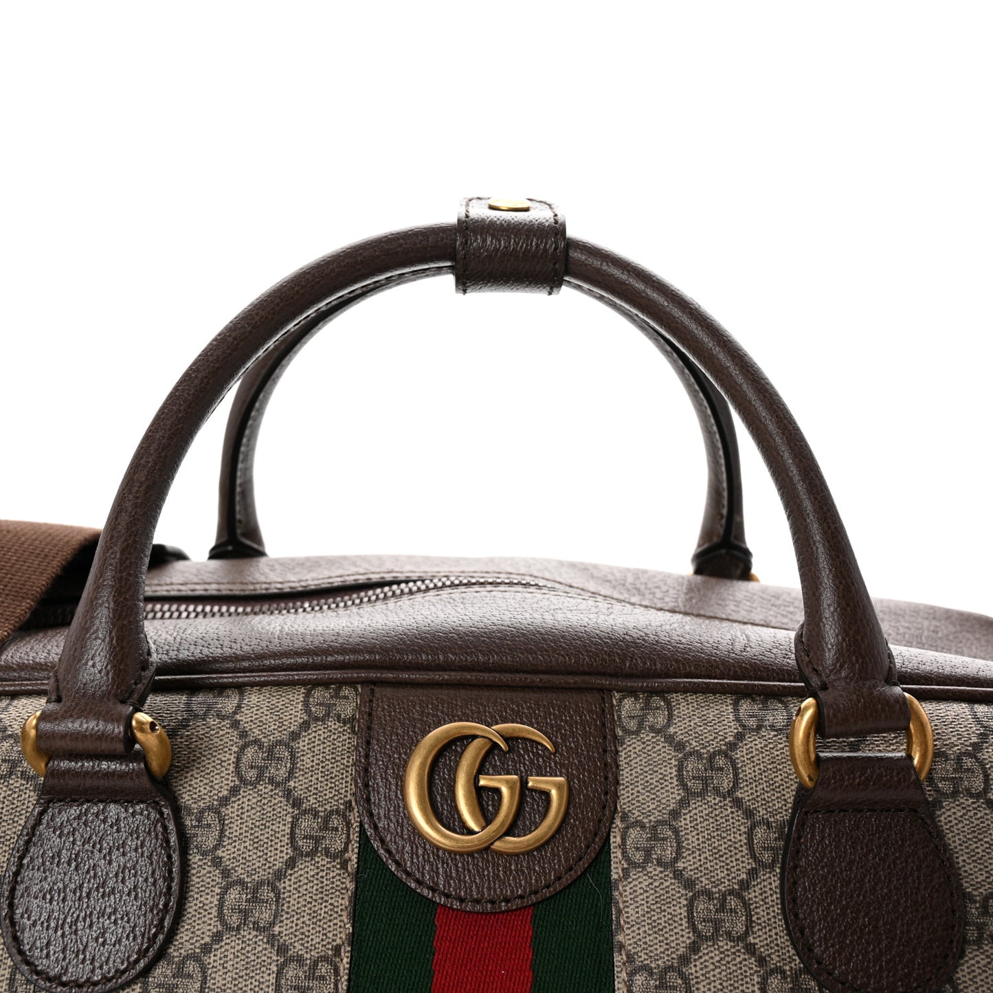 GG Supreme Monogram Textured Dollar Calfskin Web Large Savoy Bowling Bag Beige Ebony New Acero