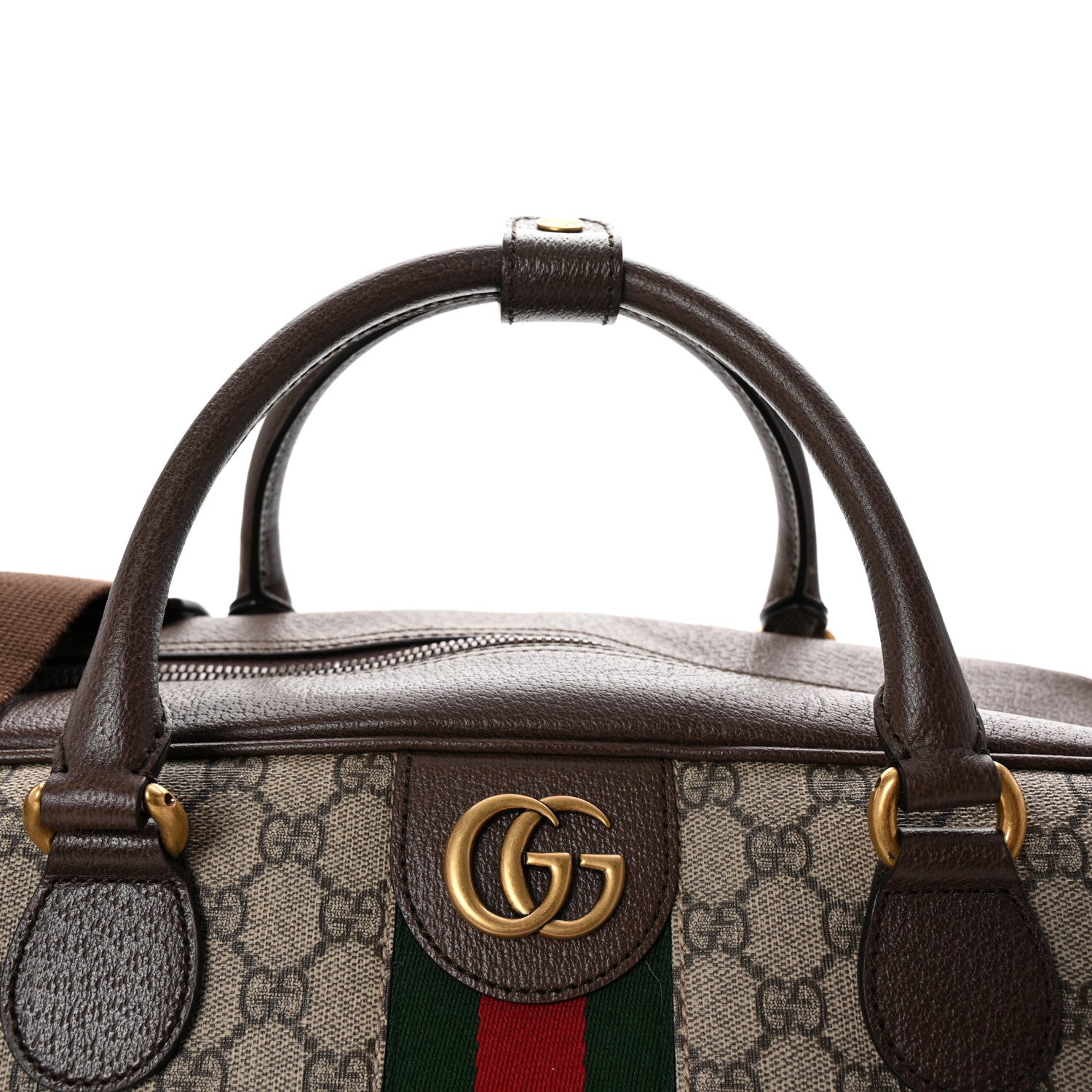 Gucci GG Supreme Monogram Textured Dollar Calfskin Web Large Savoy Bowling Bag Beige Ebony New Acero 6 of 8