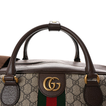 Gucci GG Supreme Monogram Textured Dollar Calfskin Web Large Savoy Bowling Bag Beige Ebony New Acero 6 of 8