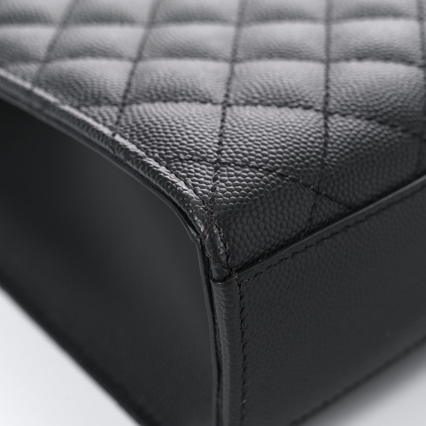 Grain De Poudre Textured Mixed Matelasse Large Triquilt Monogram Satchel Asphalt