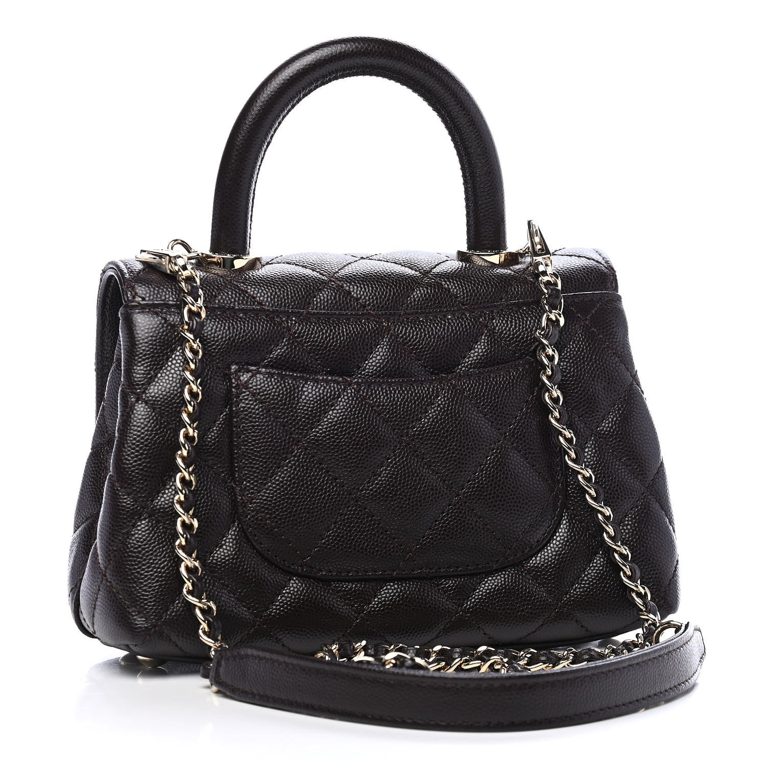 Chanel Caviar Quilted Extra Mini Coco Handle Flap Dark Brown 2 of 8