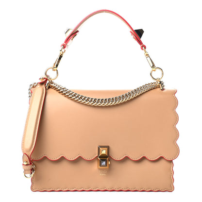 Fendi Vitello LIberty Scalloped Studded Kan I Shoulder Bag Miele Scuro 1 of 4