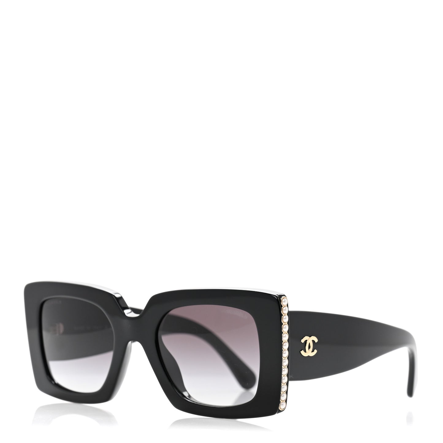 Acetate Pearl Rectangle Sunglasses 5480-H-A Black