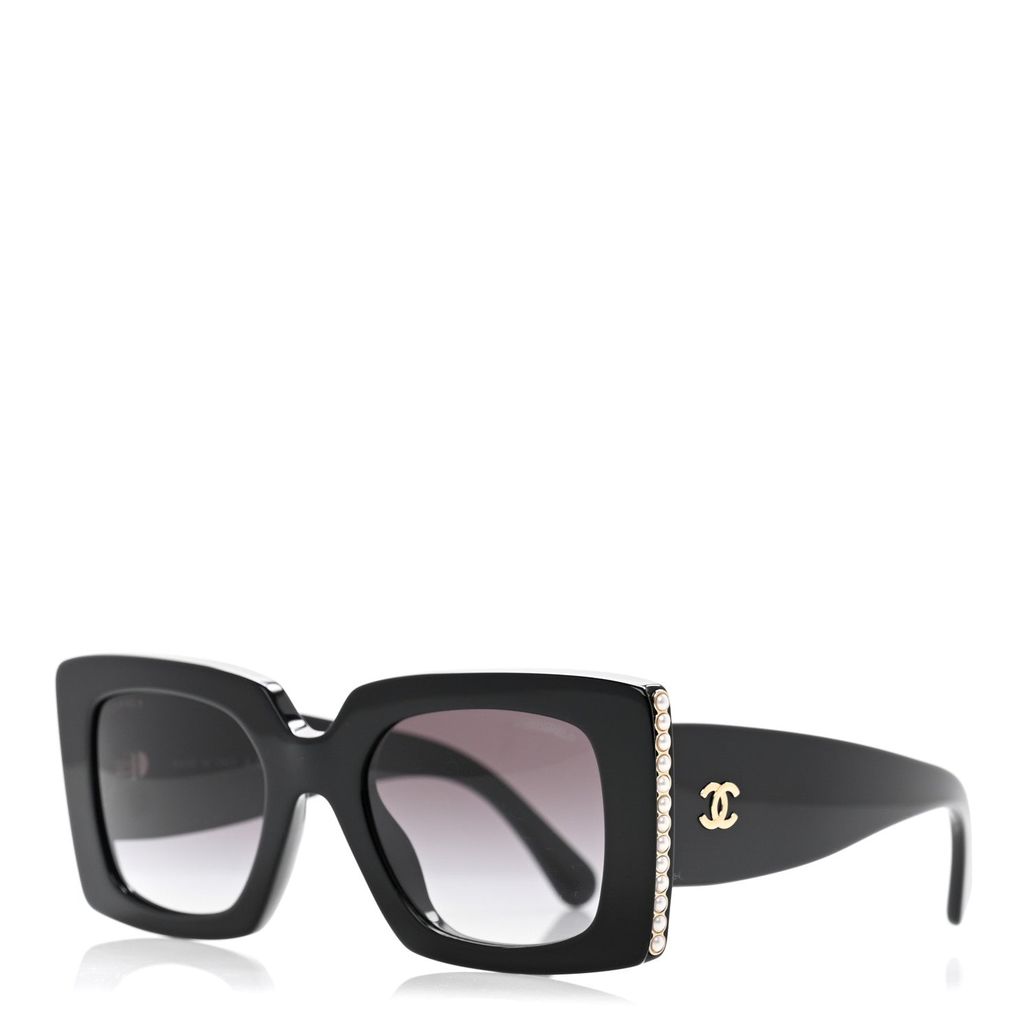 Chanel Acetate Pearl Rectangle Sunglasses 5480-H-A Black 1 of 9
