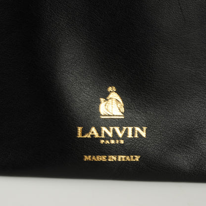 Lanvin Smooth Calfskin Small Fringe Bi-Color Shopper Tote Black 6 of 8