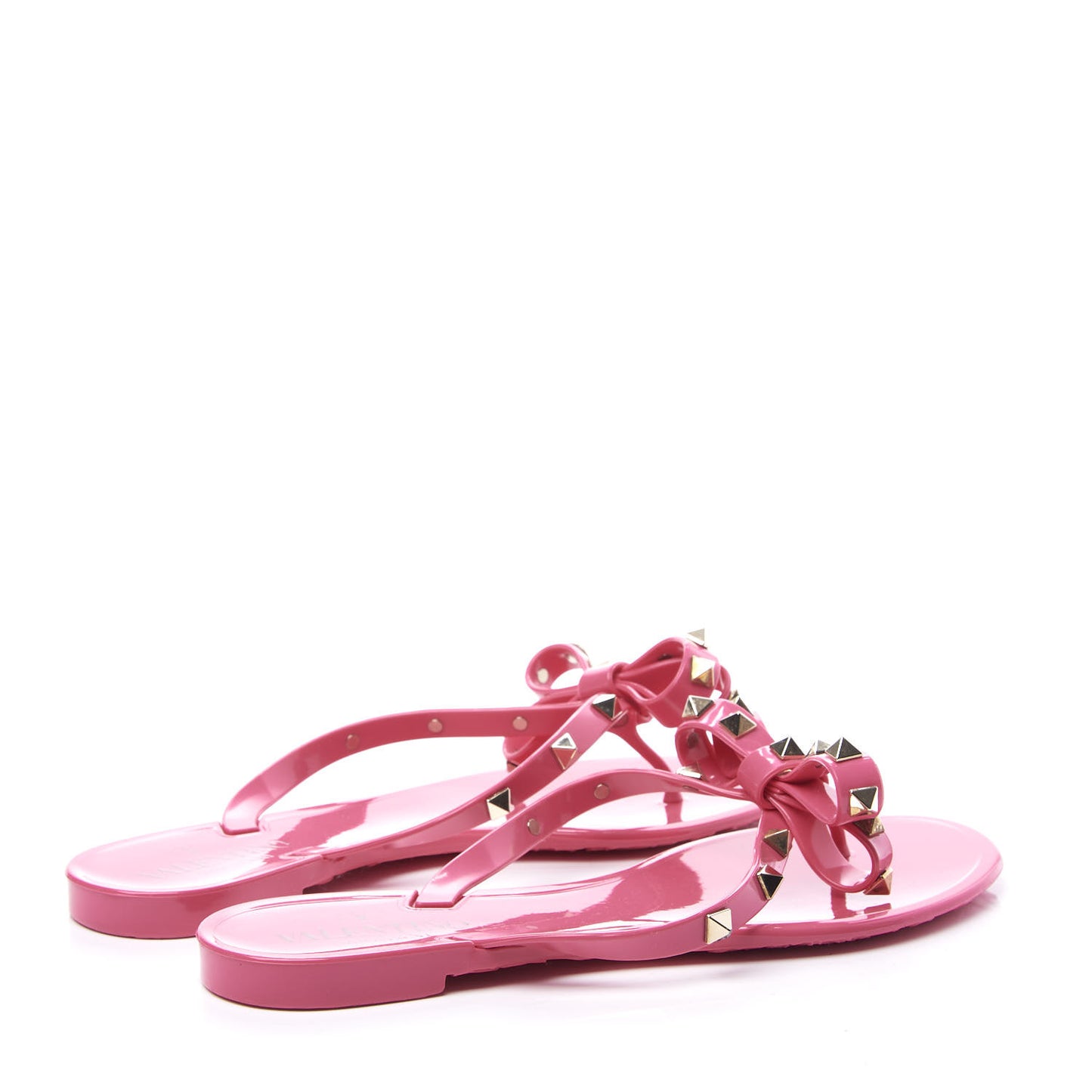 PVC Jelly Rockstud Bow Thong Sandals 36 Pink