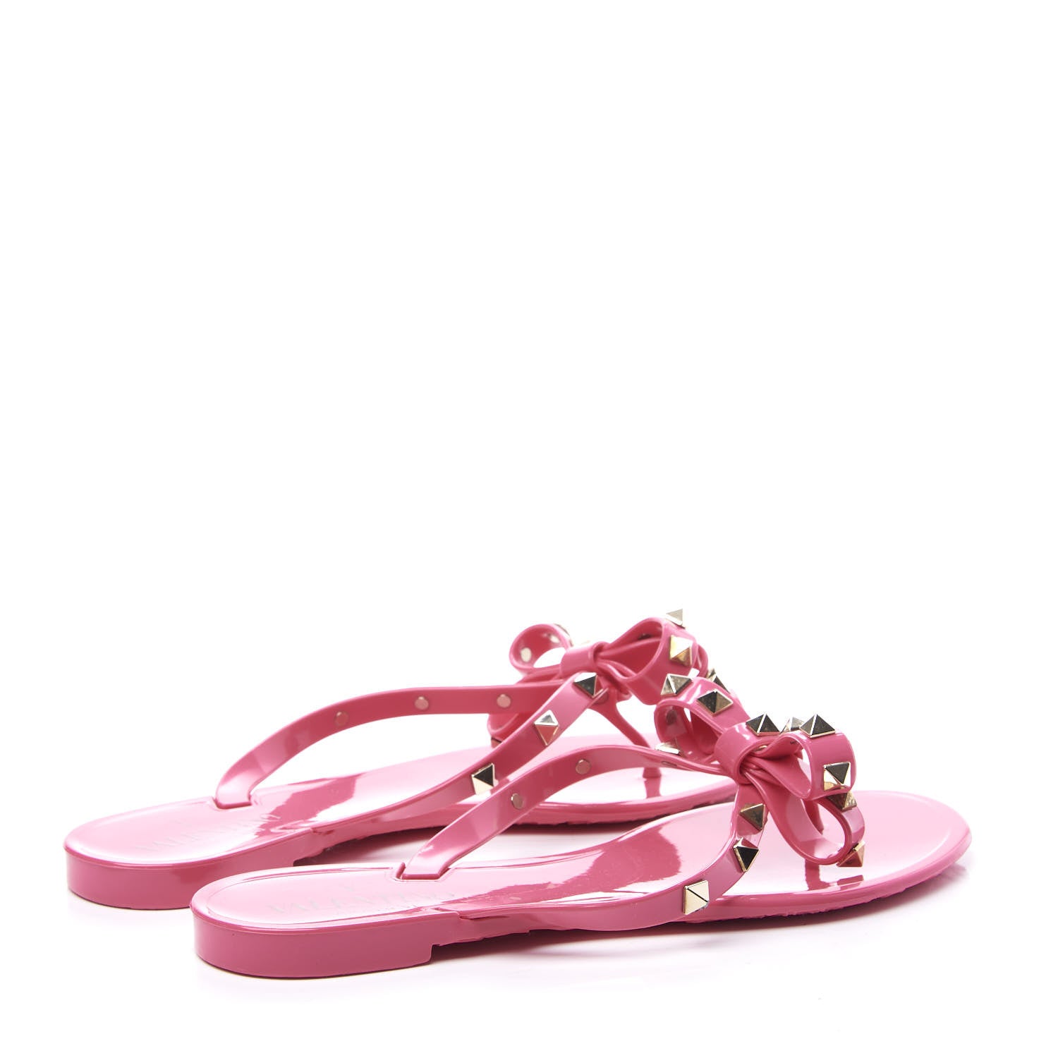 Valentino Garavani PVC Jelly Rockstud Bow Thong Sandals 36 Pink 4 of 9