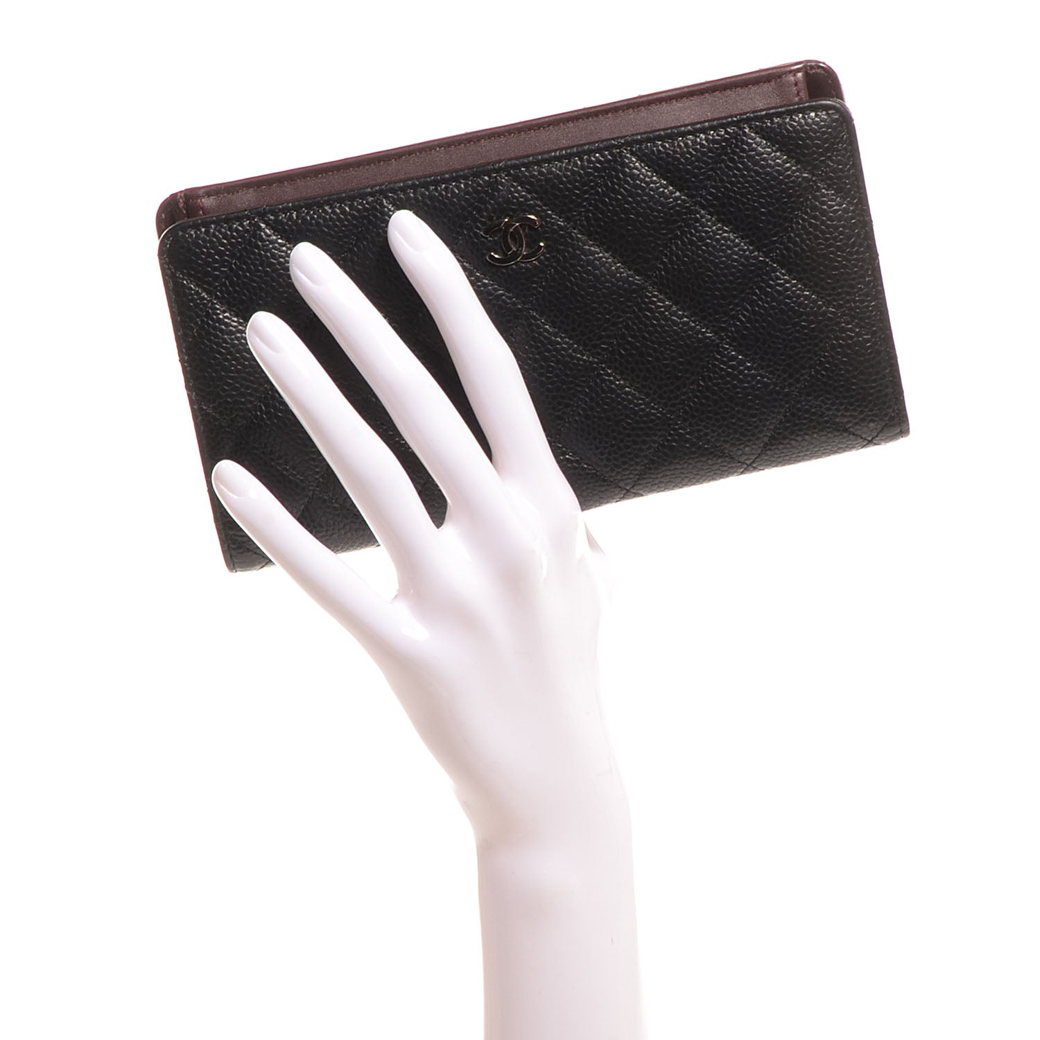 Chanel Caviar Quilted Yen Wallet Black 2 of 8