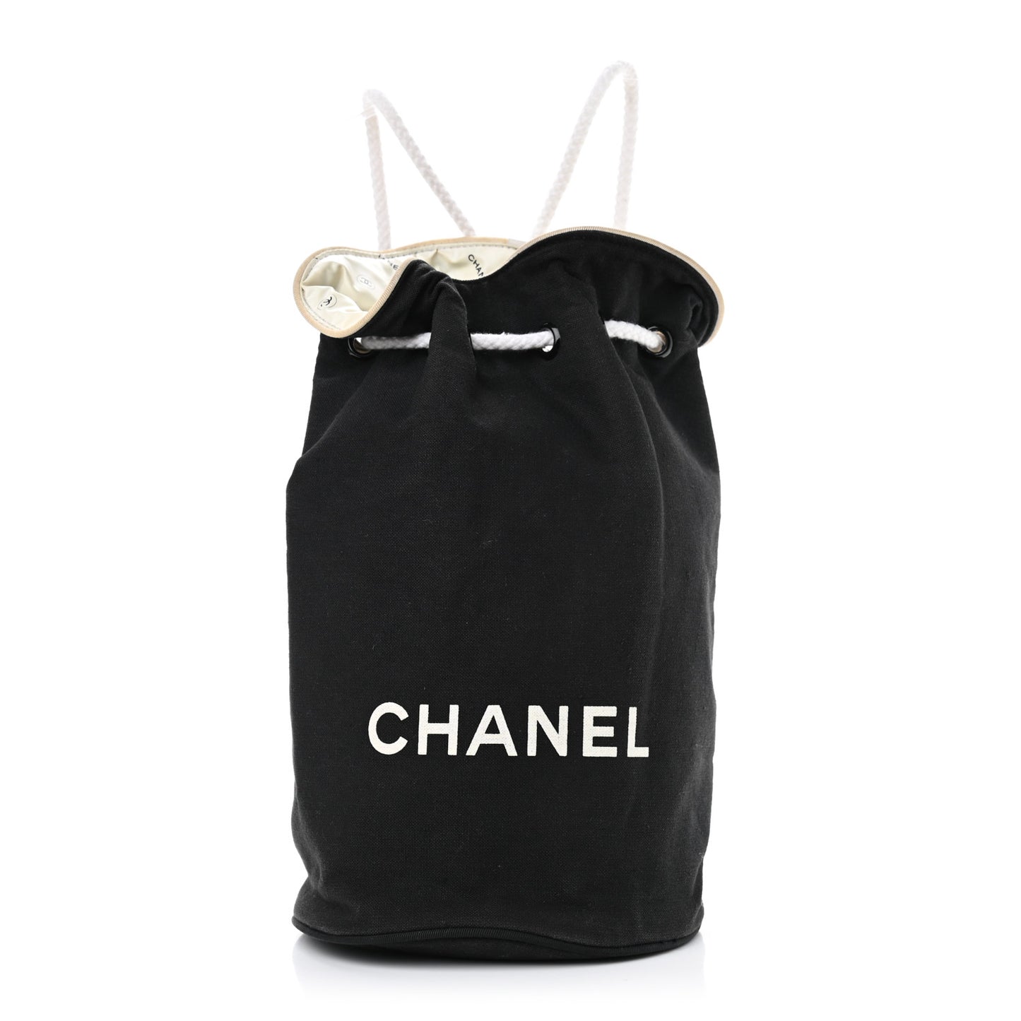 Canvas Drawstring Backpack Black White