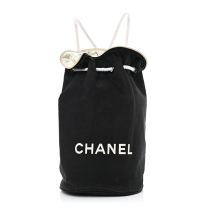 Chanel Canvas Drawstring Backpack Black White 1 of 8