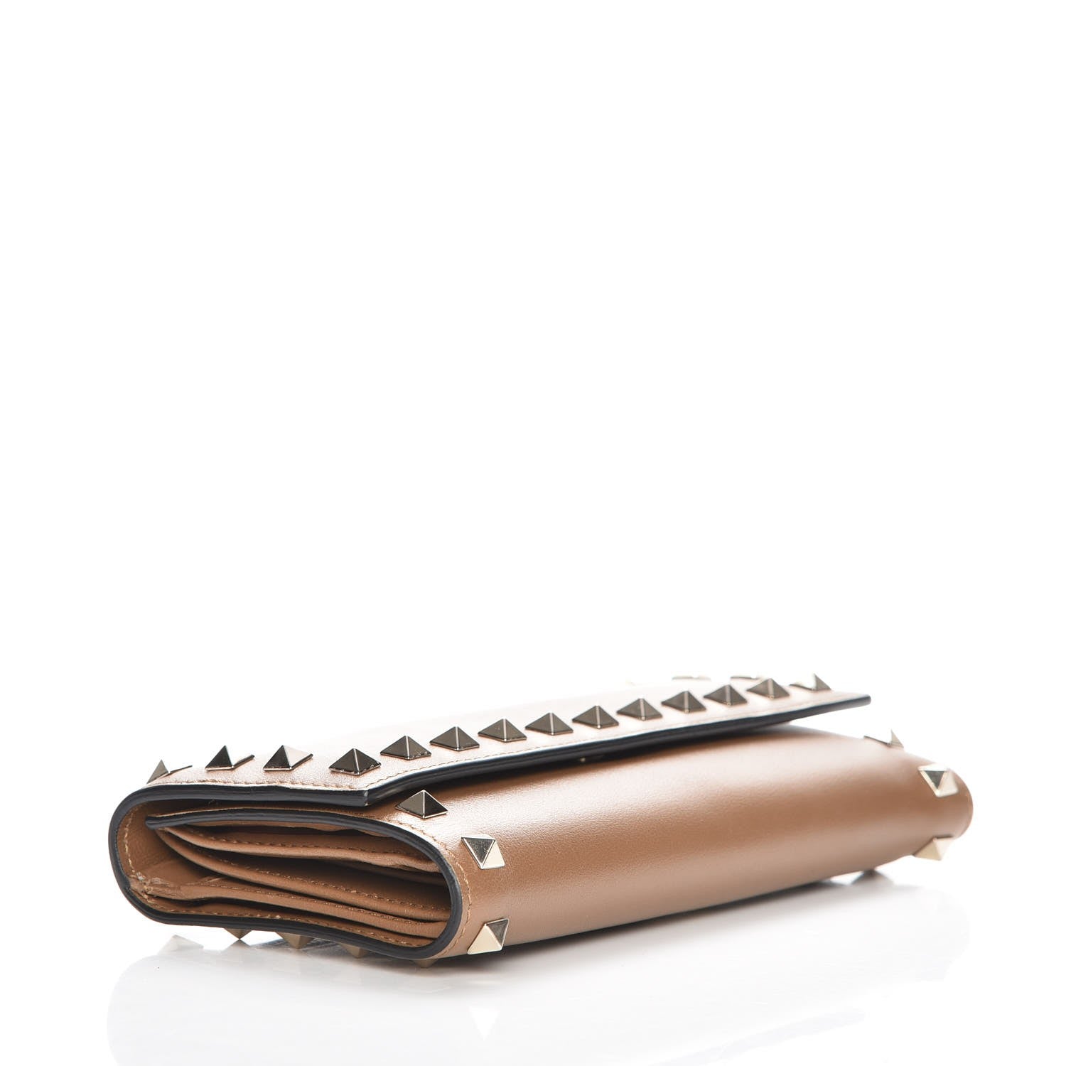 Valentino Garavani Calfskin Rockstud Flap Wallet Brown 4 of 10