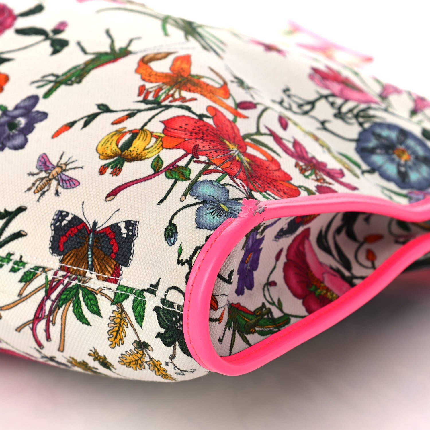 Gucci Canvas Flora Large Rajah Chain Tote White Multicolor Fuxia Fluo 11 of 12