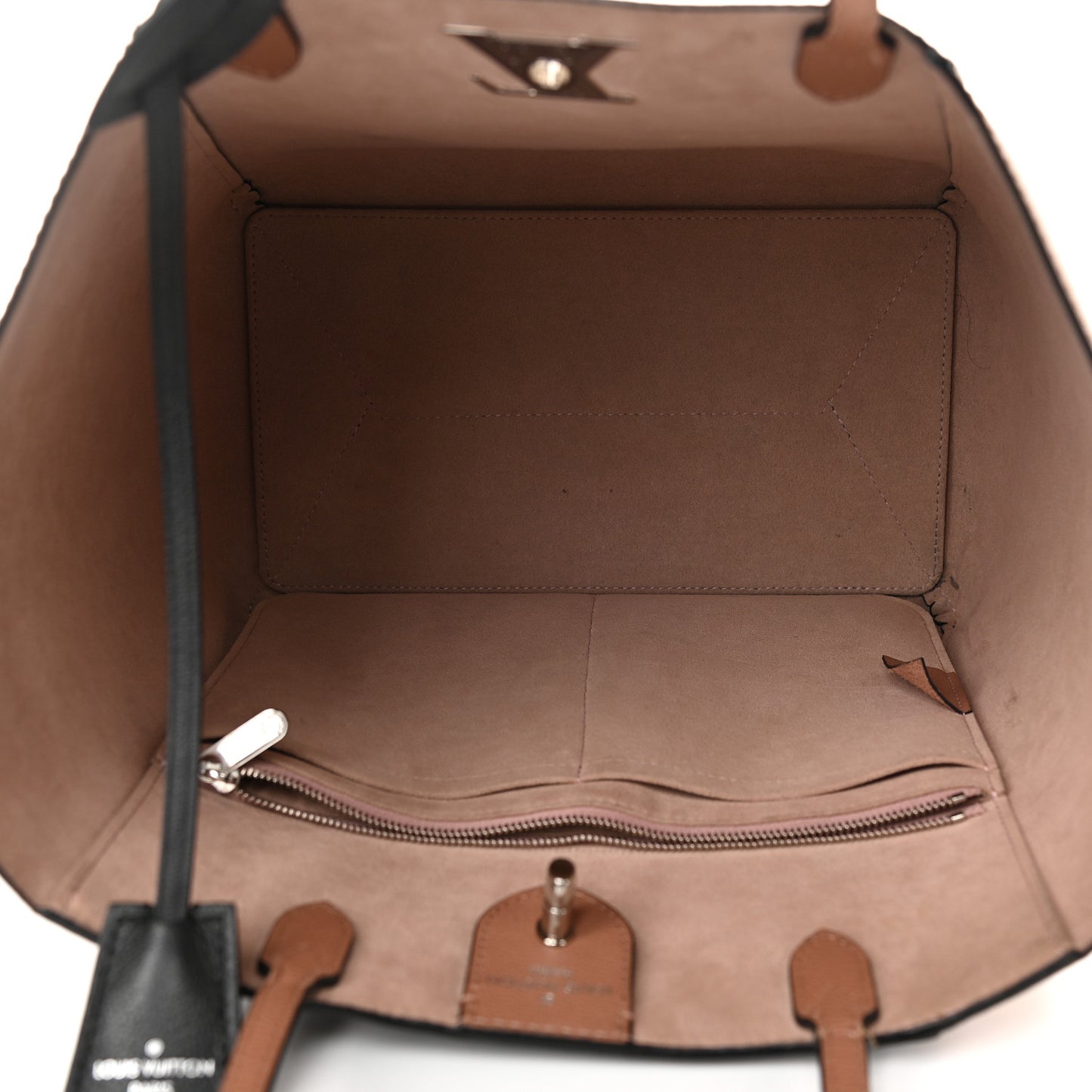 Calfskin Lockme Cabas Bois de Rose Black
