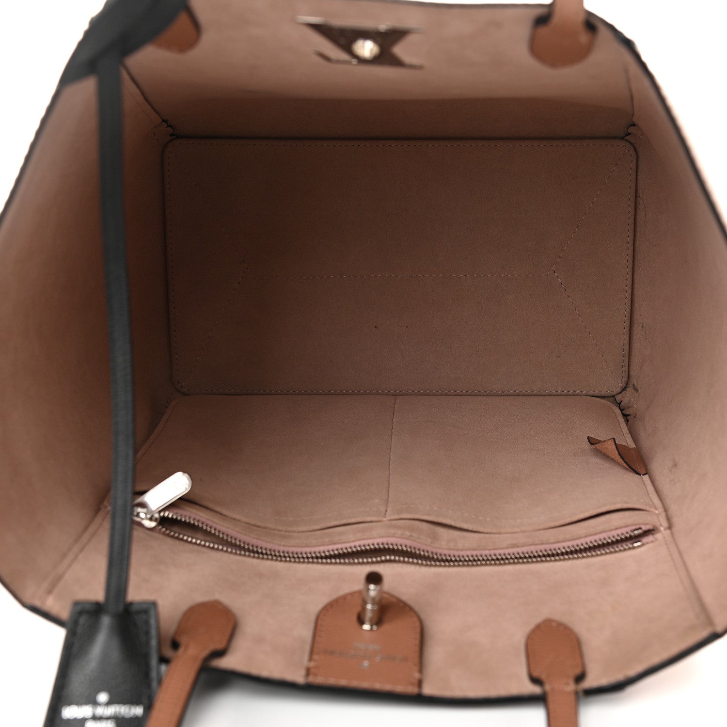 Louis Vuitton Calfskin Lockme Cabas Bois de Rose Black 5 of 12