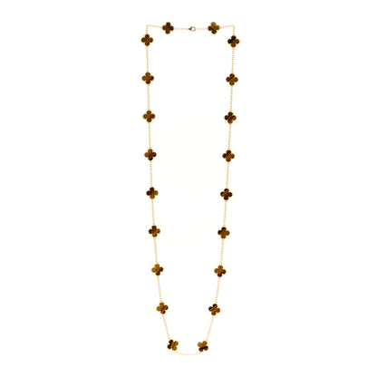 Van Cleef & Arpels 18K Yellow Gold Tiger Eye 20 Motifs Vintage Alhambra Necklace 3 of 5