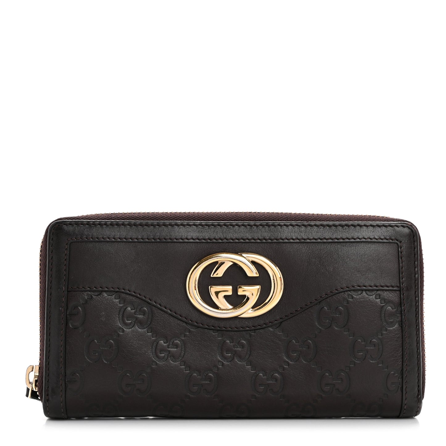 Guccissima Signature Sukey Zip Around Wallet Brown