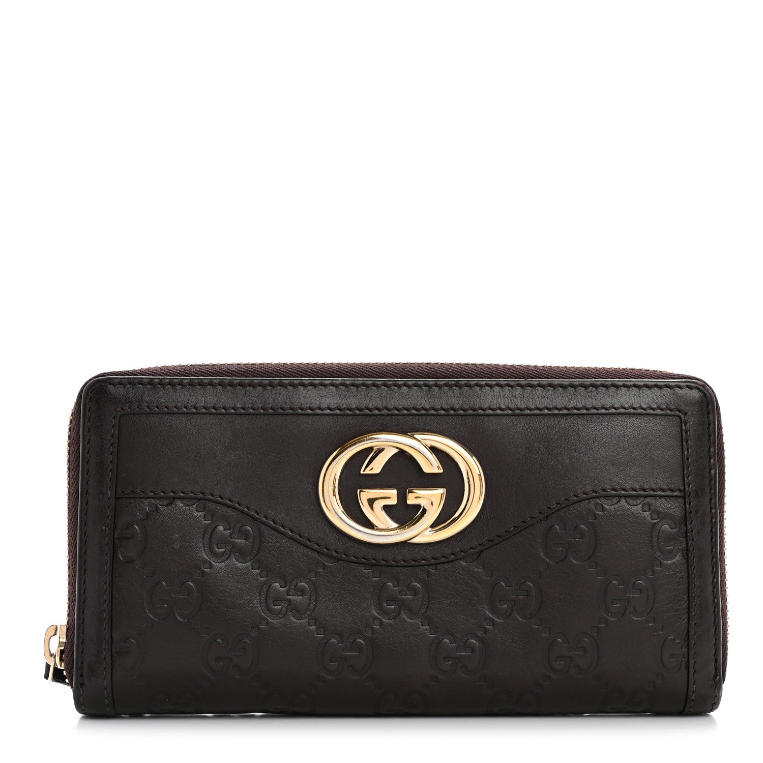 Gucci Guccissima Signature Sukey Zip Around Wallet Brown 1 of 13