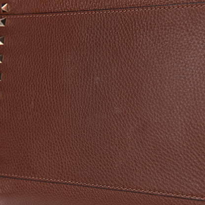 Valentino Garavani Pebbled Calfskin Rockstud Double Handle Cinch Tote Light Brown 12 of 12