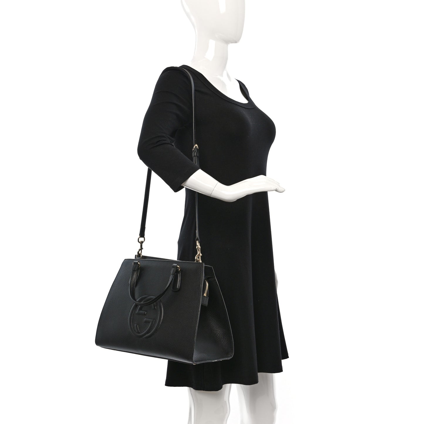 Dollar Calfskin Large Soho Top Handle Satchel Black
