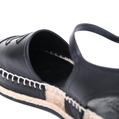 Chanel Lambskin Cap Toe CC Espadrilles Sandals 35 Black 11 of 11