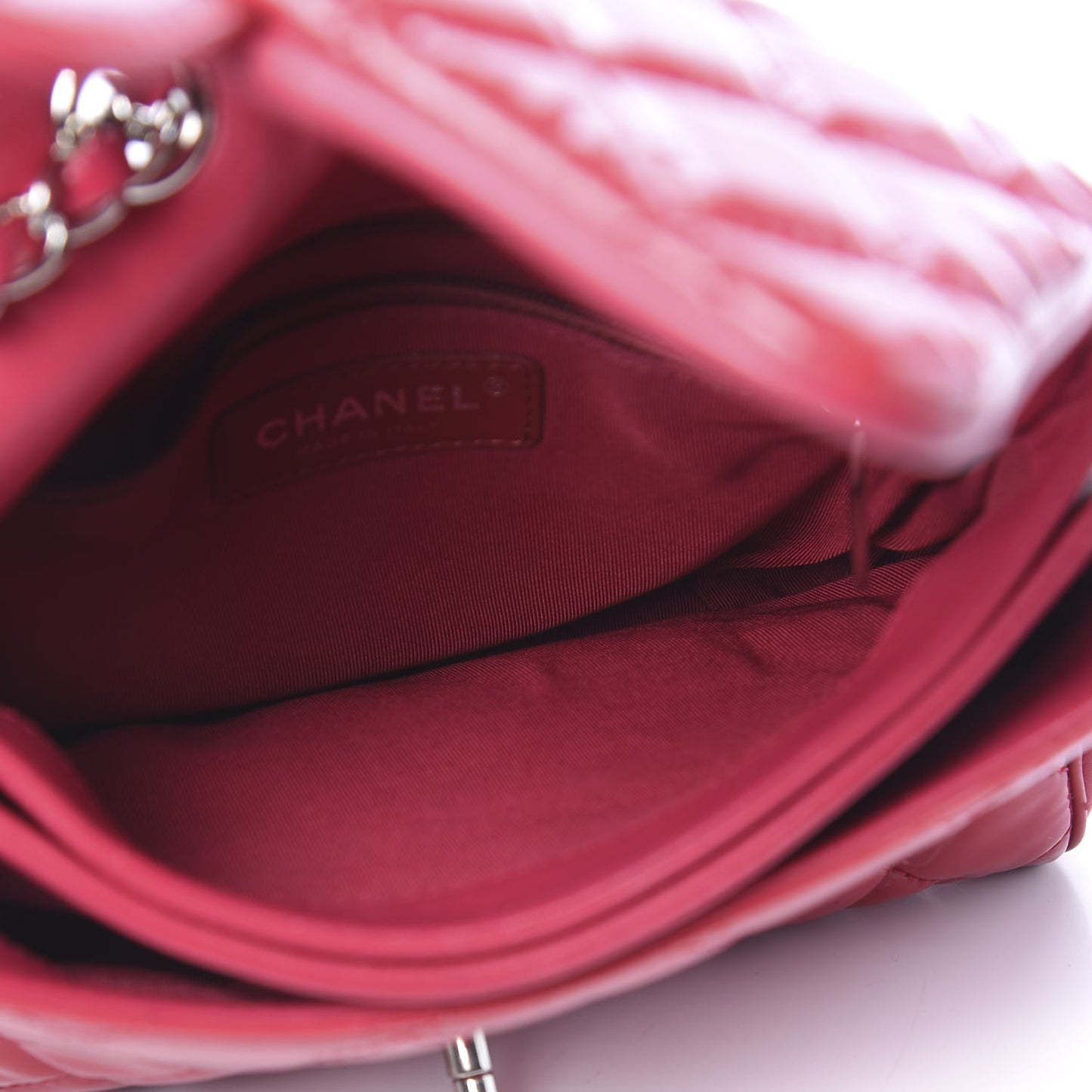 Patent Quilted Double Gusset Flap Bag Pink