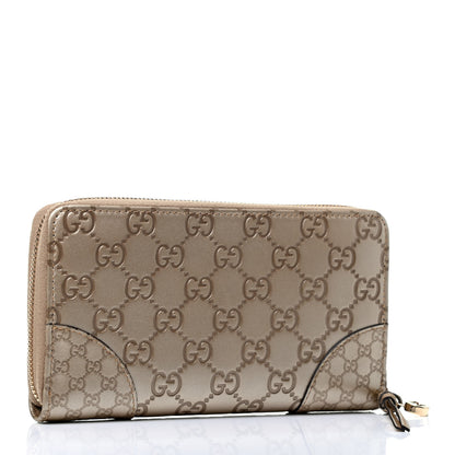 Gucci Metallic Guccissima Microguccissima Bree Zip Around Wallet Golden Beige 2 of 4