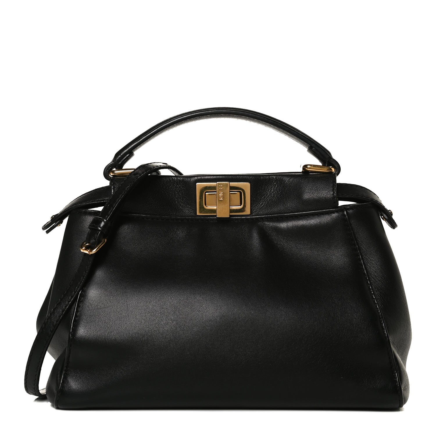 Fendi Nappa Mini Peekaboo Iconic Satchel Black 1 of 15