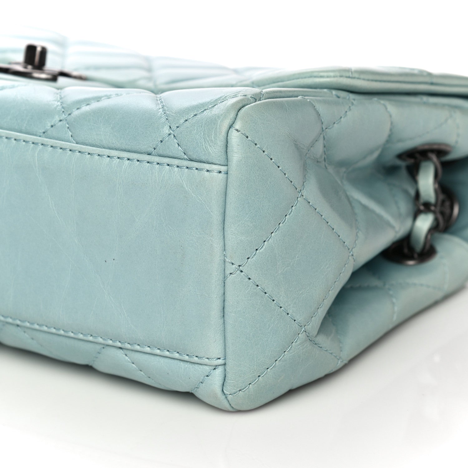 Chanel Glazed Calfskin Quilted Large Coco Soft Flap Light Blue 13 of 36