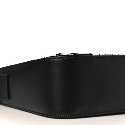 Gucci Guccissima Signature Medium Double Buckle Flap Messenger Bag Black 8 of 9