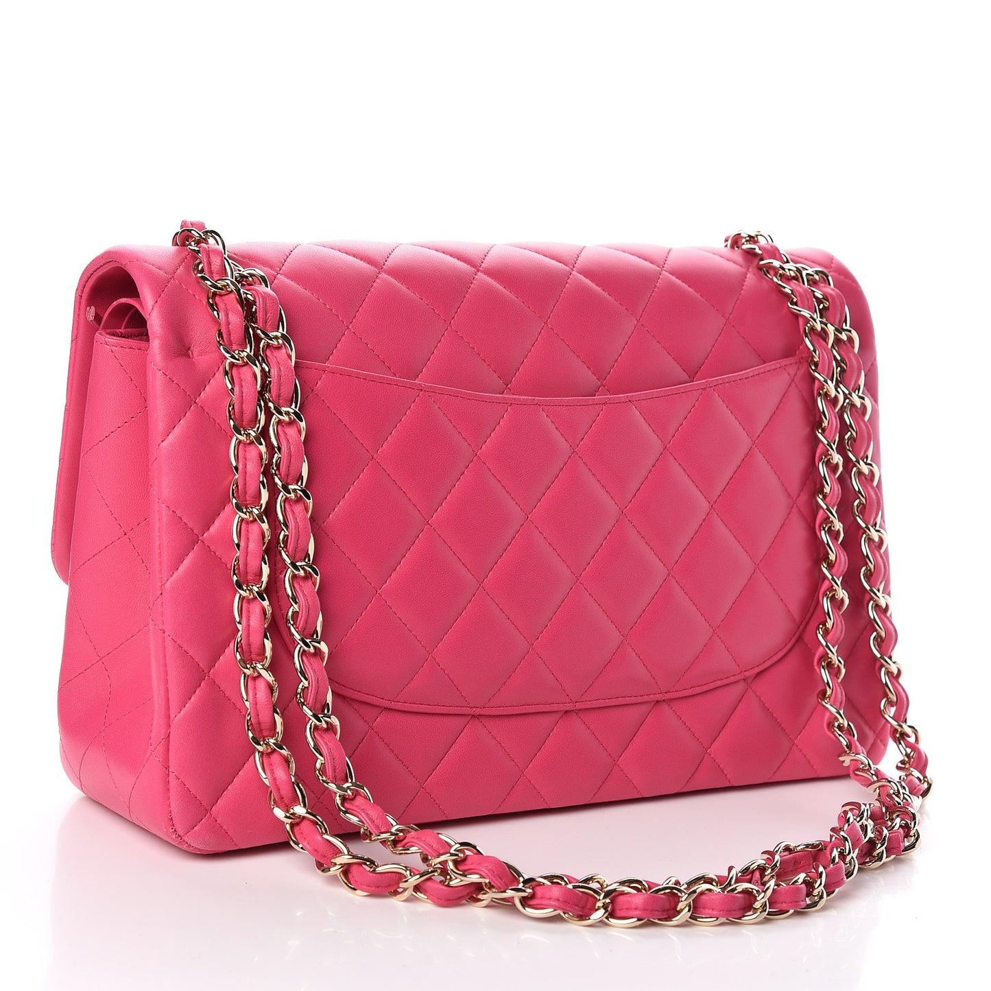 Lambskin Quilted Jumbo Double Flap Fuchsia