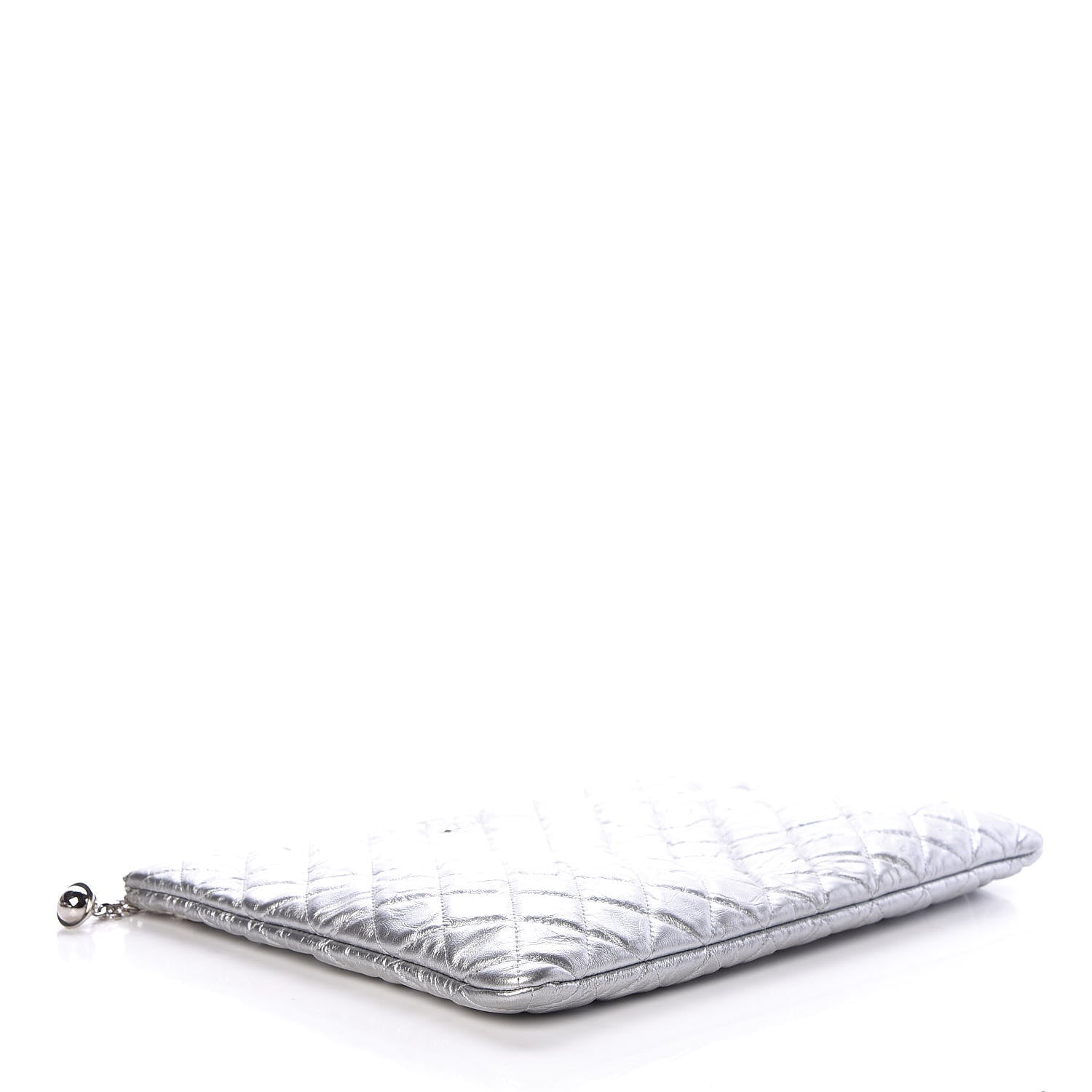 Chanel Metallic Calfskin Quilted Large Cosmo Cosmetic Case Silver 4 of 10