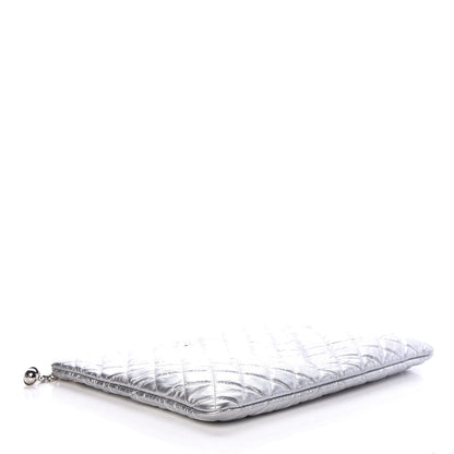 Chanel Metallic Calfskin Quilted Large Cosmo Cosmetic Case Silver 4 of 10