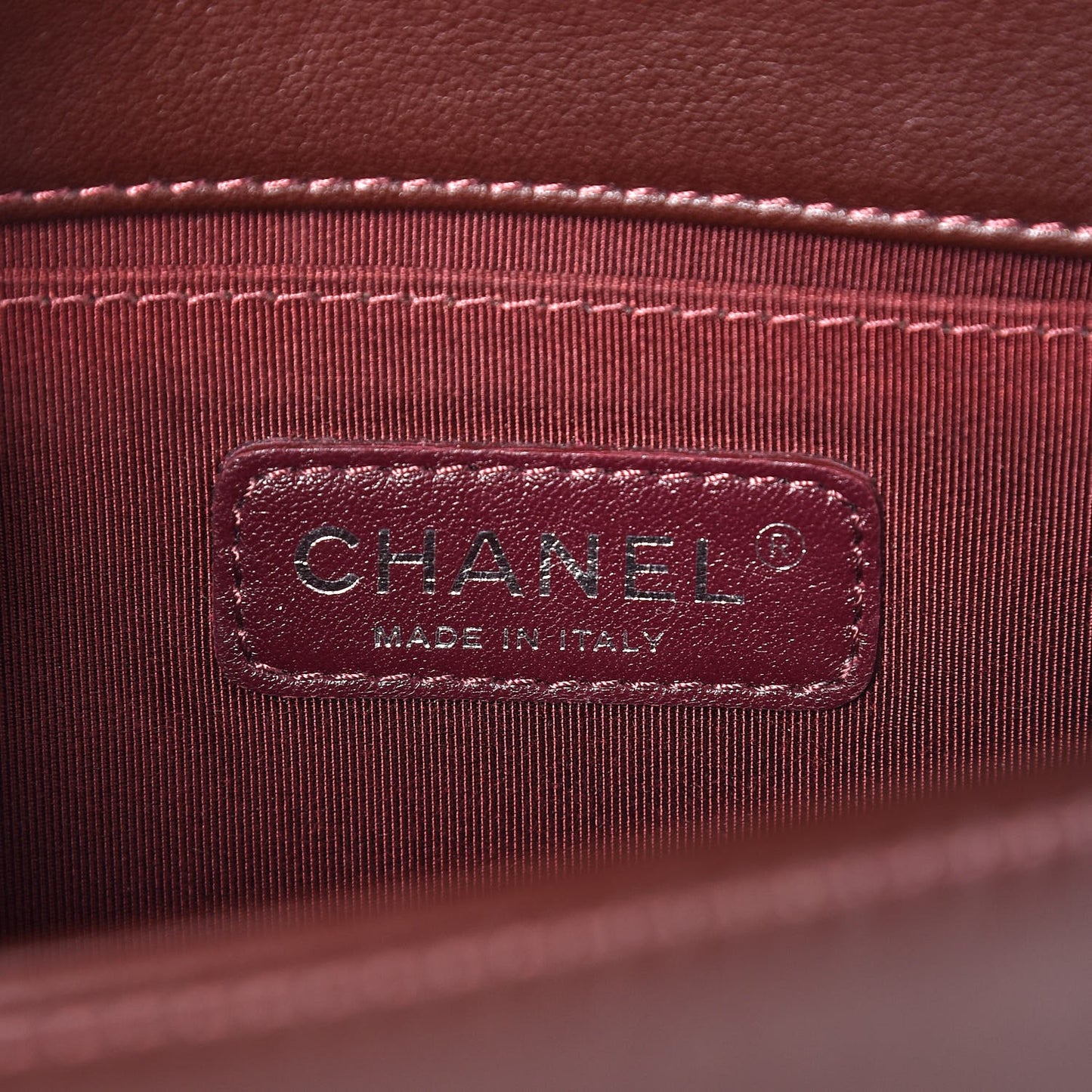 Calfskin Chevron Quilted Medium Boy Flap Burgundy
