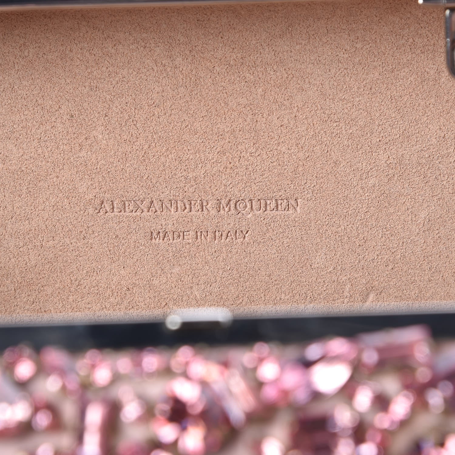 Alexander McQueen Crystal Nappa Queen and King Skull Box Chain Clutch Pink 8 of 9
