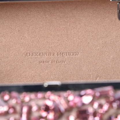 Alexander McQueen Crystal Nappa Queen and King Skull Box Chain Clutch Pink 8 of 9