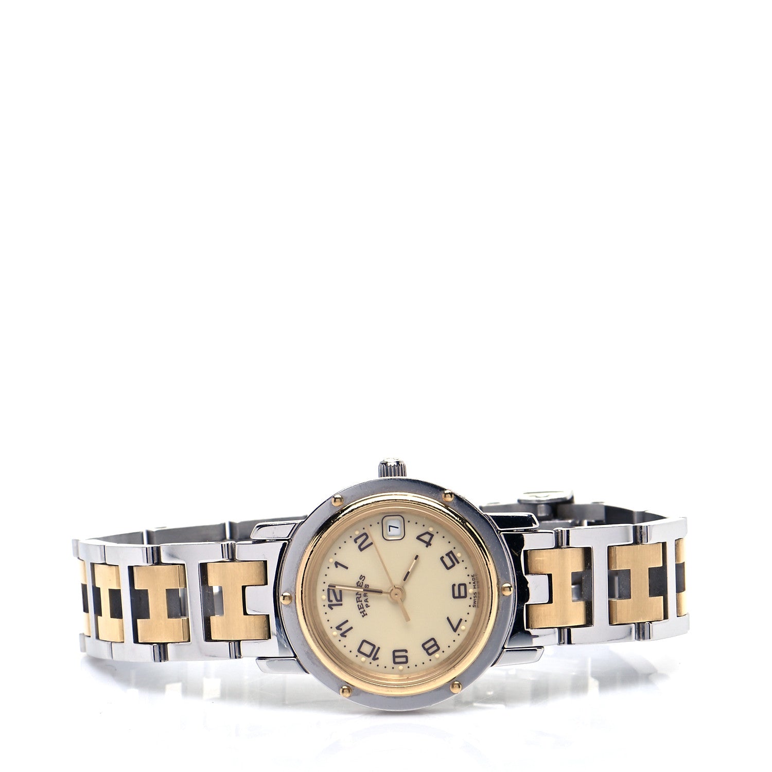 Hermes Stainless Steel 24mm Clipper Quartz Watch Gold 2 of 5
