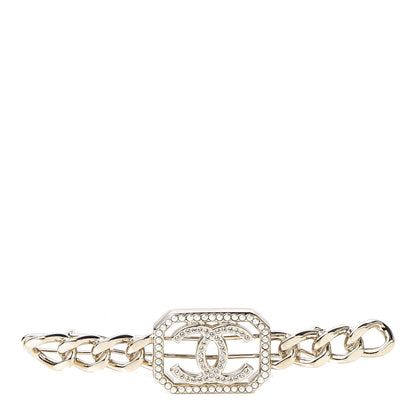 Chanel Crystal Chain CC Vendome Hair Clip Barrette Gold 1 of 5