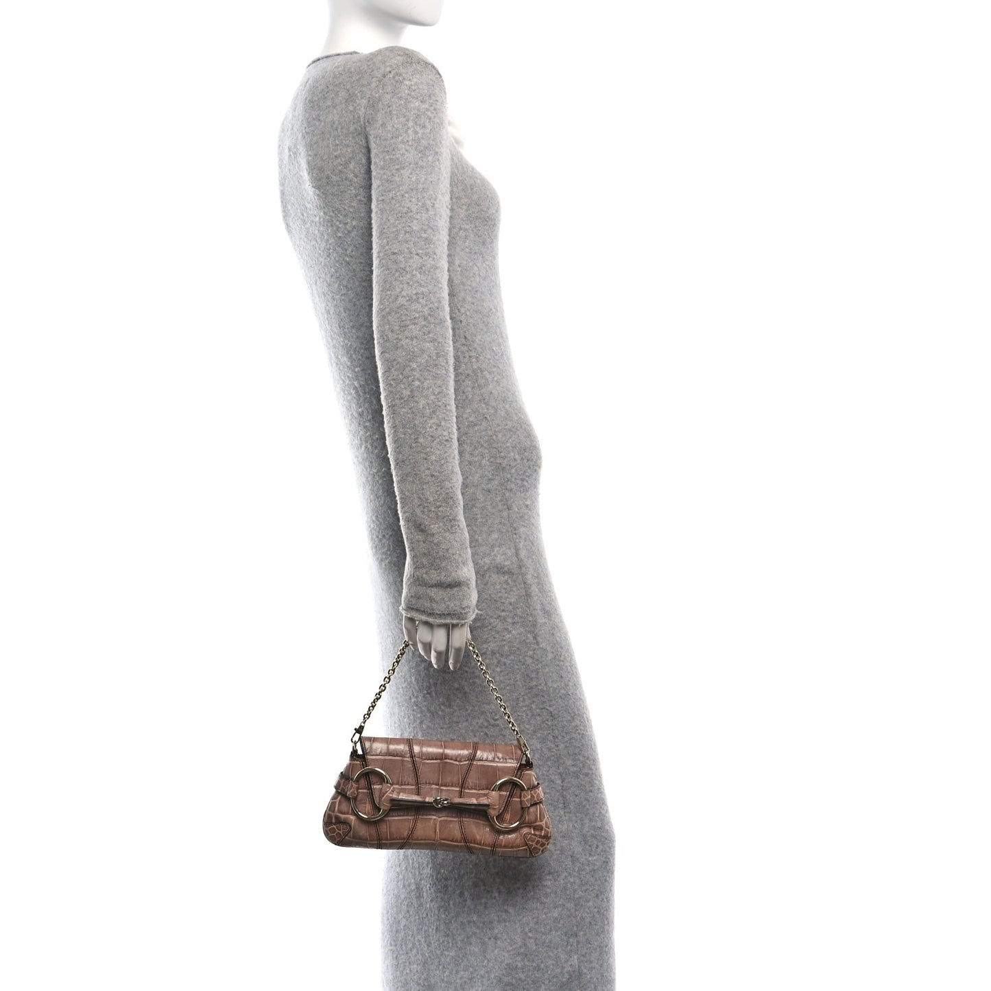 Crocodile Horsebit 1921 Clutch Light Brown