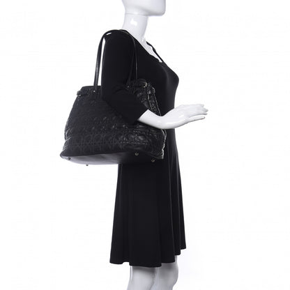 Christian Dior Coated Canvas Cannage Medium Panarea Tote Black 2 of 9