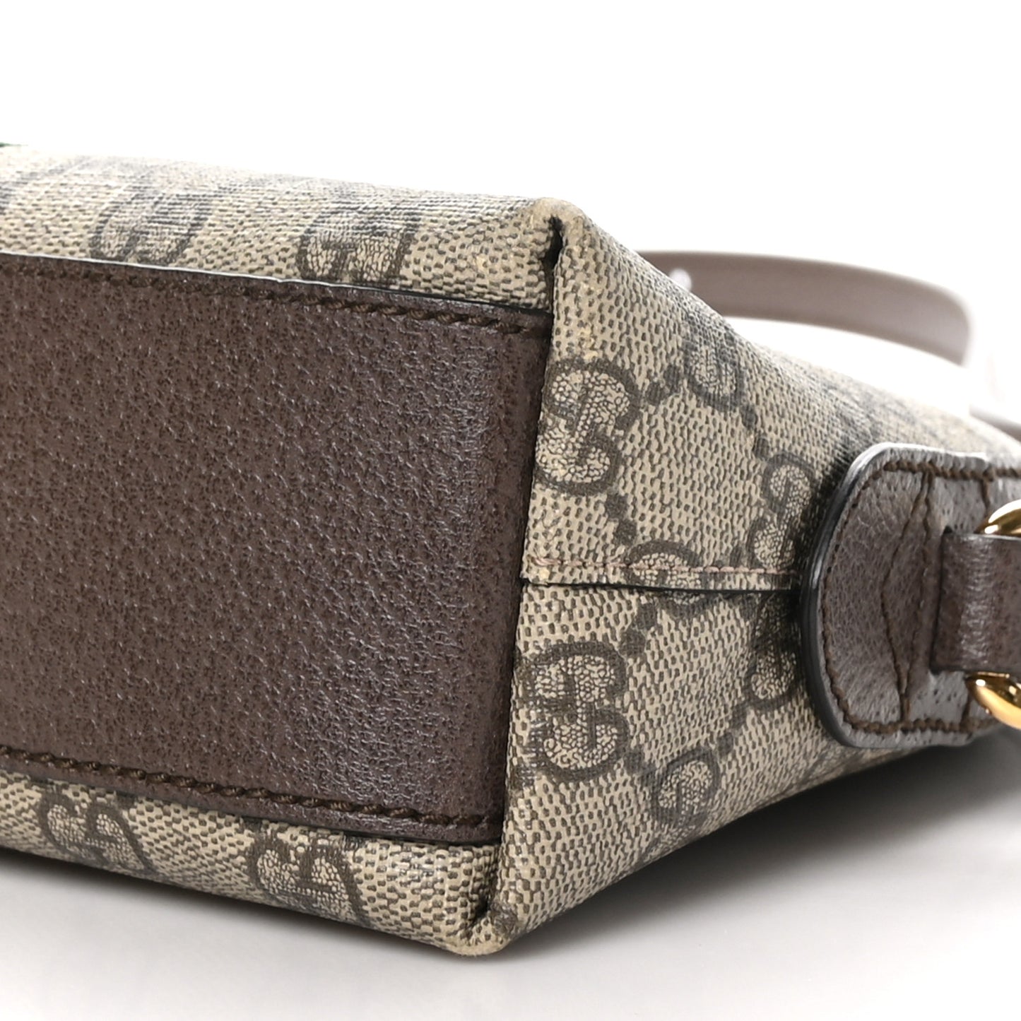 GG Supreme Monogram Textured Dollar Calfskin Web Small Ophidia Dome Shoulder Bag Beige Ebony New Acero