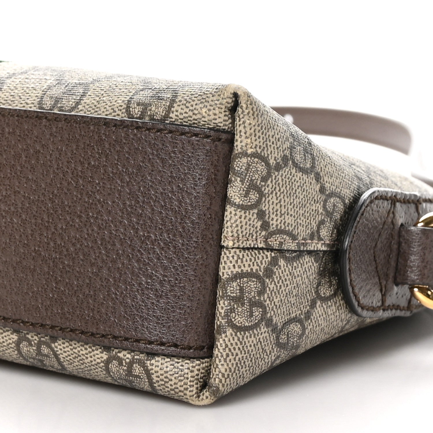 Gucci GG Supreme Monogram Textured Dollar Calfskin Web Small Ophidia Dome Shoulder Bag Beige Ebony New Acero 9 of 9