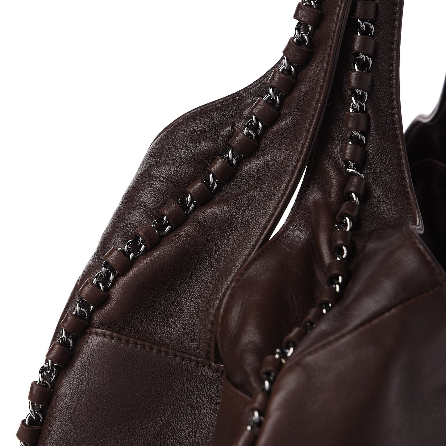 Calfskin Chain Hobo Brown