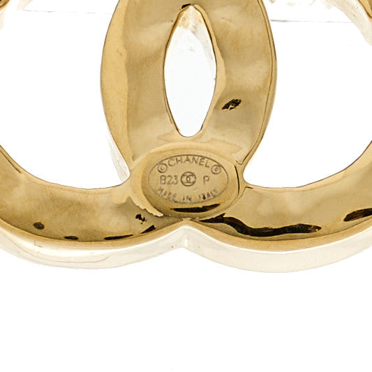 Chanel Metal Crystal CC Heart Hoop Long Drop Earrings Gold 4 of 5