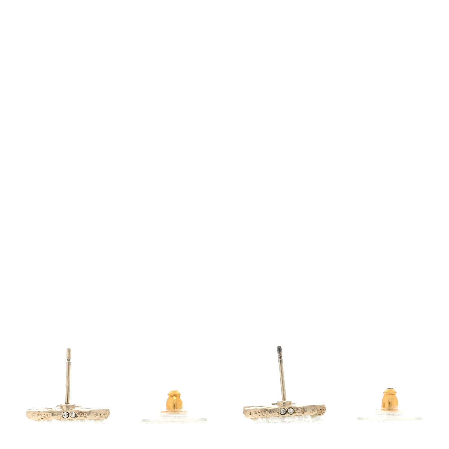 Chanel Pearl Crystal CC Earrings Light Gold 3 of 5