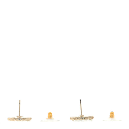 Chanel Pearl Crystal CC Earrings Light Gold 3 of 5