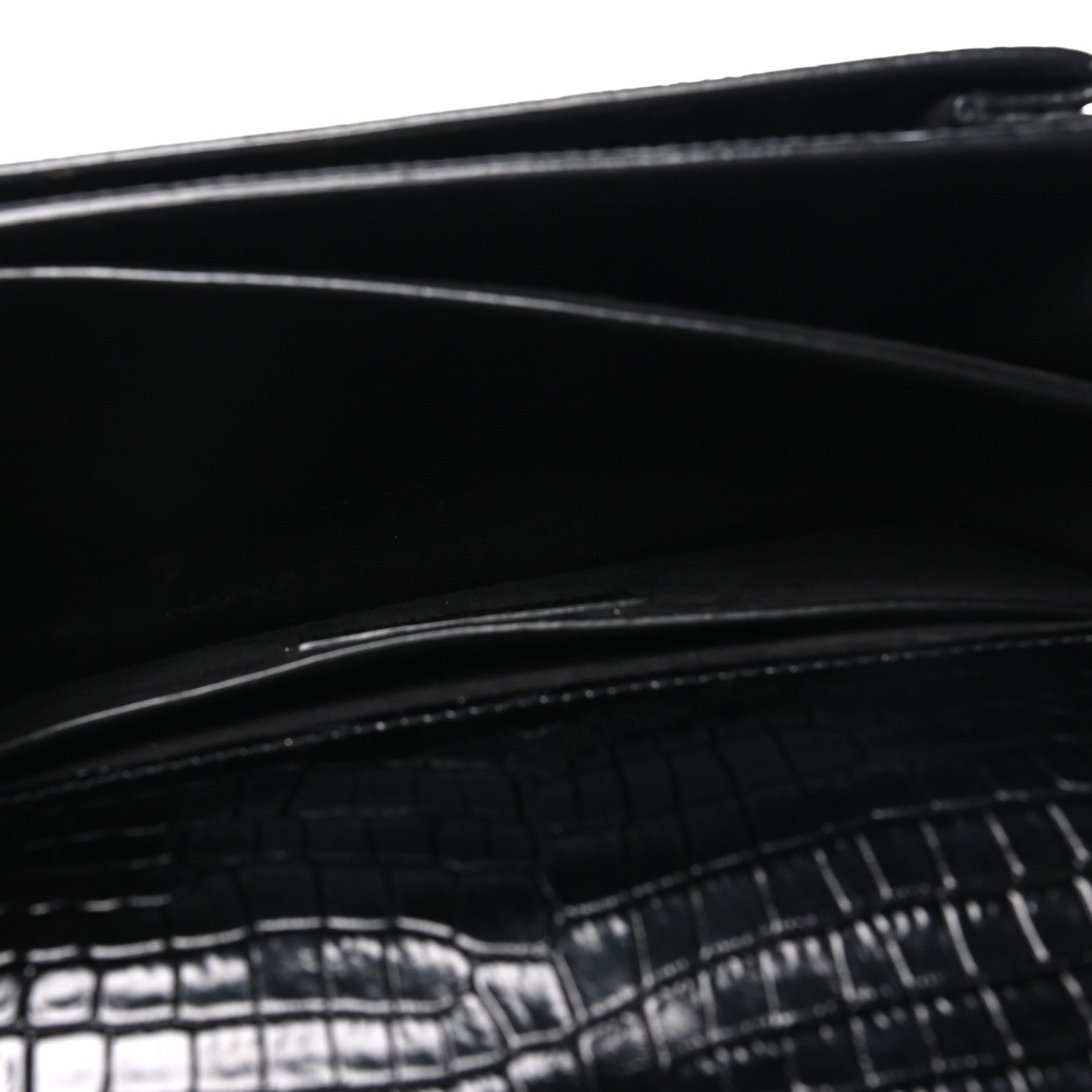 Saint Laurent Calfskin Crocodile Embossed Medium Monogram Sunset Black 4 of 9
